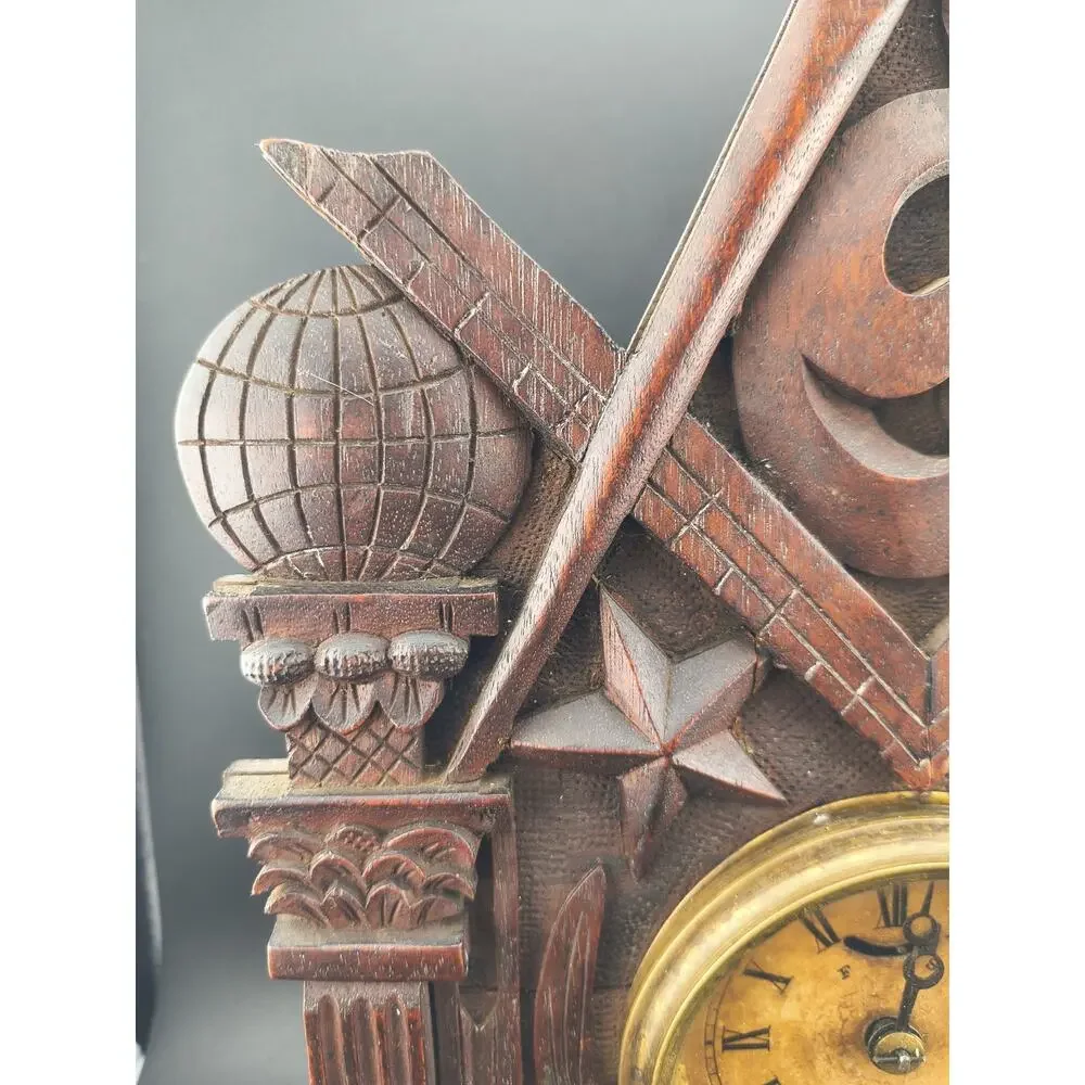 Antique 1867 John Haley Bellamy Masonic Clock Niles Ward & Co Charlestown MA